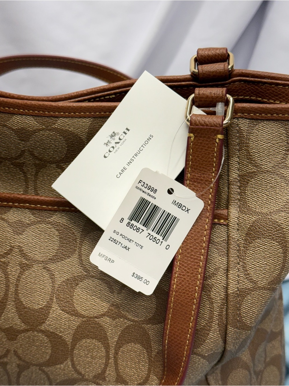 (new+tag) Coach Signature Tote / Shoulder Bag / Crossbody in Khaki Saddle Brown - Picture 12 of 16